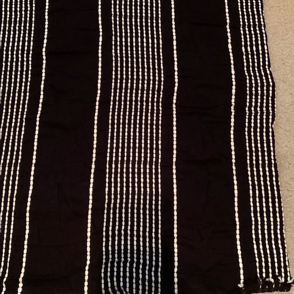 Striped Woven Black White Textured Infinity Scarf Christmas Winter Pictures Boho